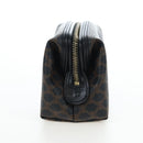 CELINE Macadam Canvas Pouch PVC Leather Black Gold Auth 191852V-4