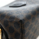 CELINE Macadam Canvas Pouch PVC Leather Black Gold Auth 191852V-8