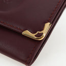 CARTIER Must Line Coin Purse Leather Bordeaux Gold Auth 191853V-8