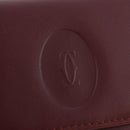 CARTIER Must Line Coin Purse Leather Bordeaux Gold Auth 191853V-17