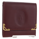 CARTIER Must Line Coin Purse Leather Bordeaux Gold Auth 191853V-1
