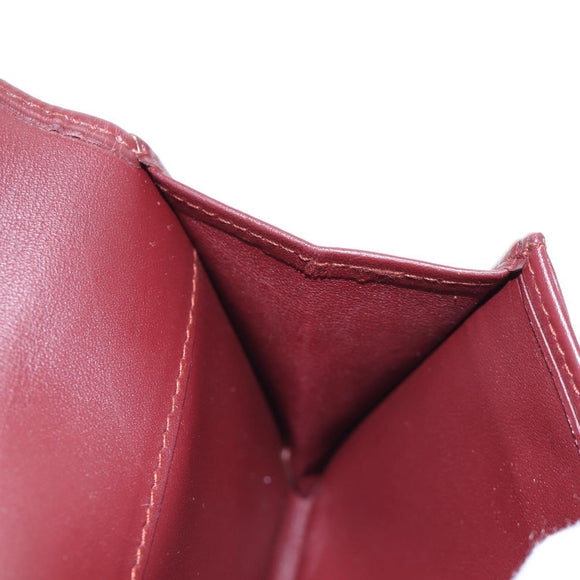 CARTIER Must Line Coin Purse Leather Bordeaux Gold Auth 191853V