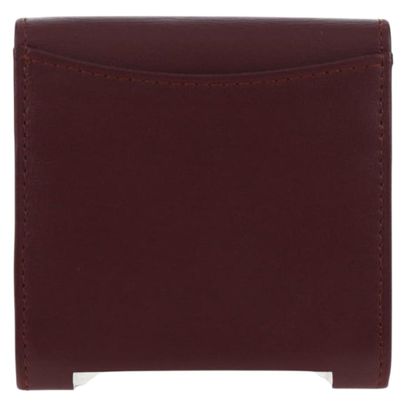 CARTIER Must Line Coin Purse Leather Bordeaux Gold Auth 191853V