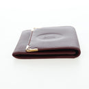 CARTIER Must Line Coin Purse Leather Bordeaux Gold Auth 191853V-4