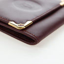 CARTIER Must Line Coin Purse Leather Bordeaux Gold Auth 191853V-7