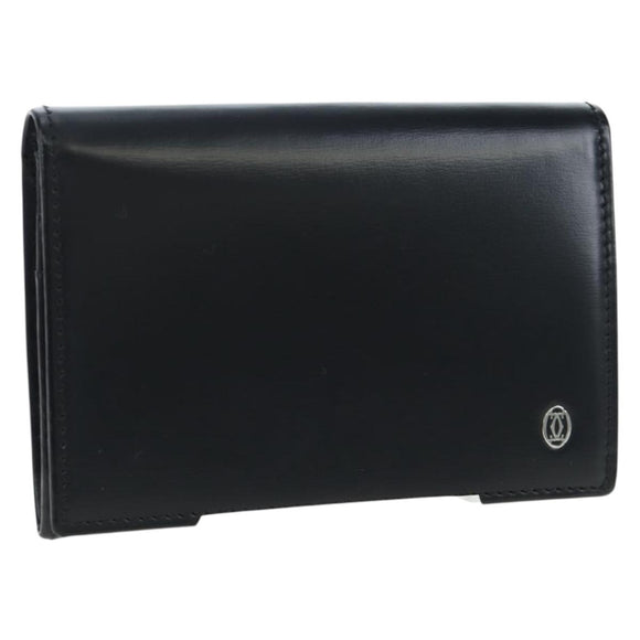 CARTIER Card Case Leather Black Auth 191854V