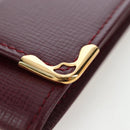 CARTIER Must Line Coin Purse Leather Bordeaux Gold Auth 191855V-8