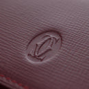 CARTIER Must Line Coin Purse Leather Bordeaux Gold Auth 191855V-17