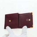 CARTIER Must Line Coin Purse Leather Bordeaux Gold Auth 191855V-9