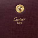 CARTIER Must Line Coin Purse Leather Bordeaux Gold Auth 191855V-18