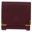 CARTIER Must Line Coin Purse Leather Bordeaux Gold Auth 191855V-13