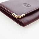 CARTIER Must Line Coin Purse Leather Bordeaux Gold Auth 191855V-7