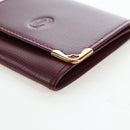 CARTIER Must Line Coin Purse Leather Bordeaux Gold Auth 191855V-14