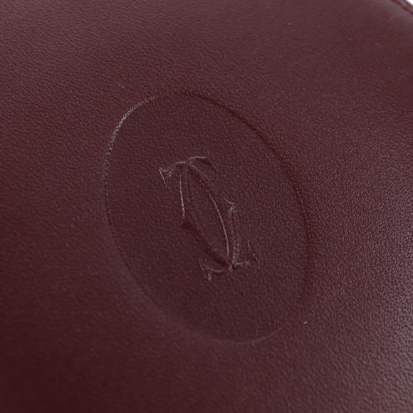 CARTIER Must Line Coin Purse Leather Bordeaux Gold Auth 191856V