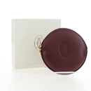 CARTIER Must Line Coin Purse Leather Bordeaux Gold Auth 191856V-12