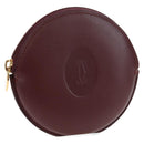 CARTIER Must Line Coin Purse Leather Bordeaux Gold Auth 191856V-1