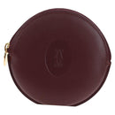 CARTIER Must Line Coin Purse Leather Bordeaux Gold Auth 191856V-13