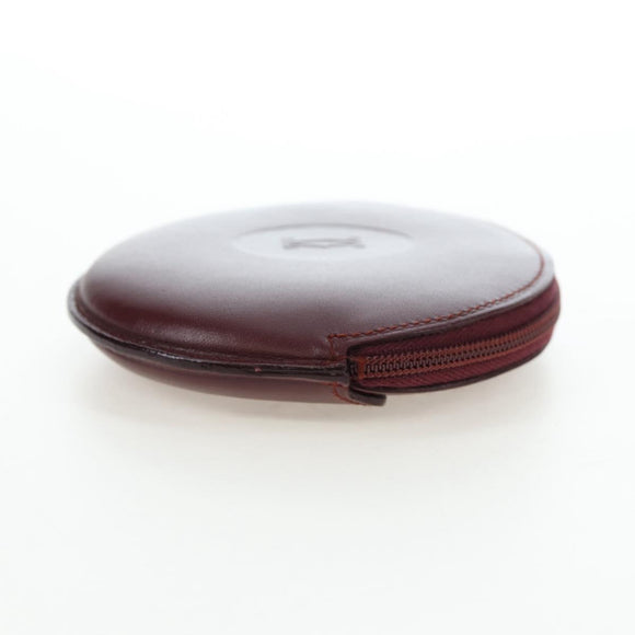 CARTIER Must Line Coin Purse Leather Bordeaux Gold Auth 191856V