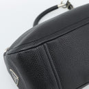 PRADA Hand Bag Leather Black Silver Auth 191866V-14