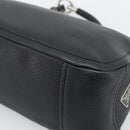 PRADA Hand Bag Leather Black Silver Auth 191866V-15