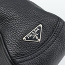 PRADA Hand Bag Leather Black Silver Auth 191866V-17
