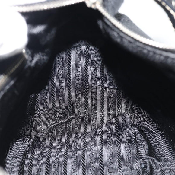 PRADA Hand Bag Leather Black Silver Auth 191866V