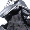 PRADA Hand Bag Leather Black Silver Auth 191866V-21