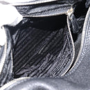 PRADA Hand Bag Leather Black Silver Auth 191866V-23