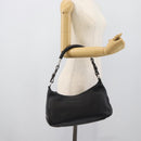 PRADA Hand Bag Leather Black Silver Auth 191866V-24