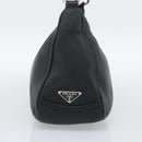 PRADA Hand Bag Leather Black Silver Auth 191866V-3