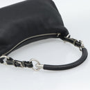 PRADA Hand Bag Leather Black Silver Auth 191866V-7