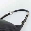 PRADA Hand Bag Leather Black Silver Auth 191866V-8
