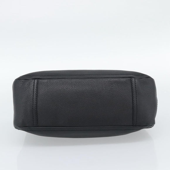 PRADA Hand Bag Leather Black Silver Auth 191866V