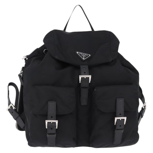 PRADA Backpack Nylon Black Silver Auth 191867M