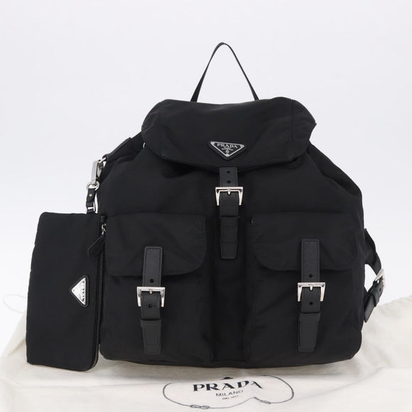 PRADA Backpack Nylon Black Silver Auth 191867M