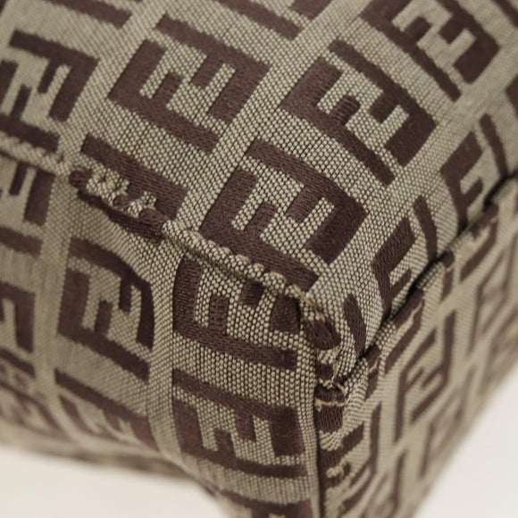 FENDI Zucchino Canvas Hand Bag Beige Silver Auth 191868V
