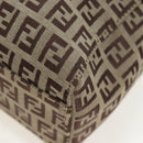 FENDI Zucchino Canvas Hand Bag Beige Silver Auth 191868V-15