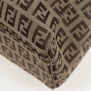 FENDI Zucchino Canvas Hand Bag Beige Silver Auth 191868V-9