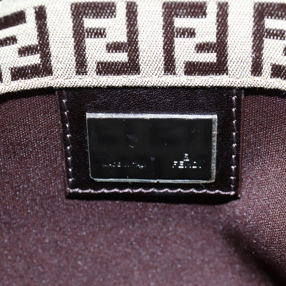 FENDI Zucchino Canvas Hand Bag Beige Silver Auth 191868V