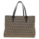 FENDI Zucchino Canvas Hand Bag Beige Silver Auth 191868V-13