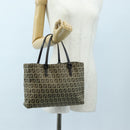 FENDI Zucchino Canvas Hand Bag Beige Silver Auth 191868V-22