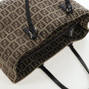 FENDI Zucchino Canvas Hand Bag Beige Silver Auth 191868V-6