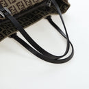 FENDI Zucchino Canvas Hand Bag Beige Silver Auth 191868V-7