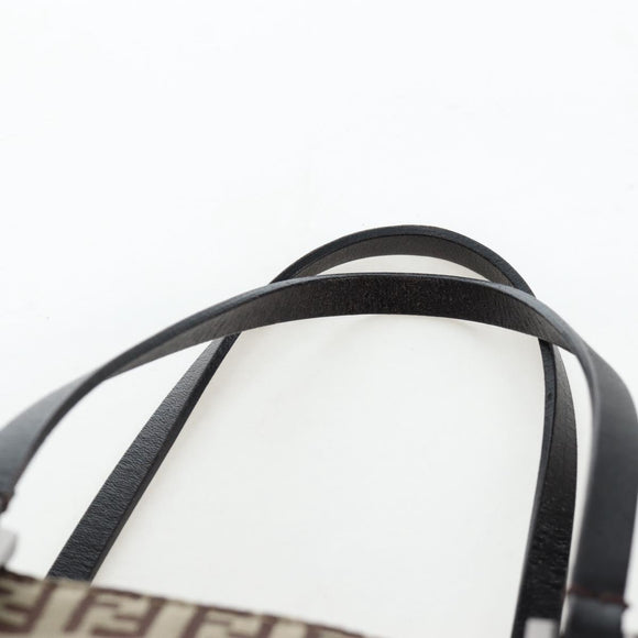 FENDI Zucchino Canvas Hand Bag Beige Silver Auth 191868V