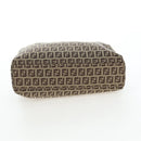 FENDI Zucchino Canvas Hand Bag Beige Silver Auth 191868V-5