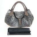 FENDI Shoulder Bag Denim Gray Gold Auth 191869SAV-24