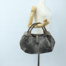 FENDI Shoulder Bag Denim Gray Gold Auth 191869SAV-25