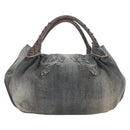 FENDI Shoulder Bag Denim Gray Gold Auth 191869SAV-3