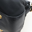 PRADA Hand Bag Nylon Leather 2way Black Gold Auth 191870V-16