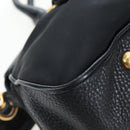 PRADA Hand Bag Nylon Leather 2way Black Gold Auth 191870V-17